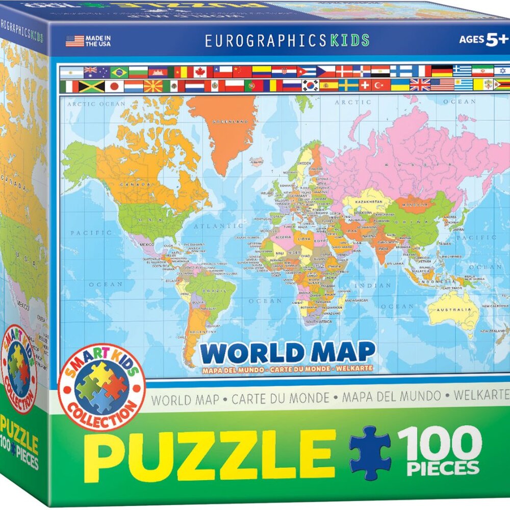 New sealed Eurographics 100pcs Puzzle-- World Map